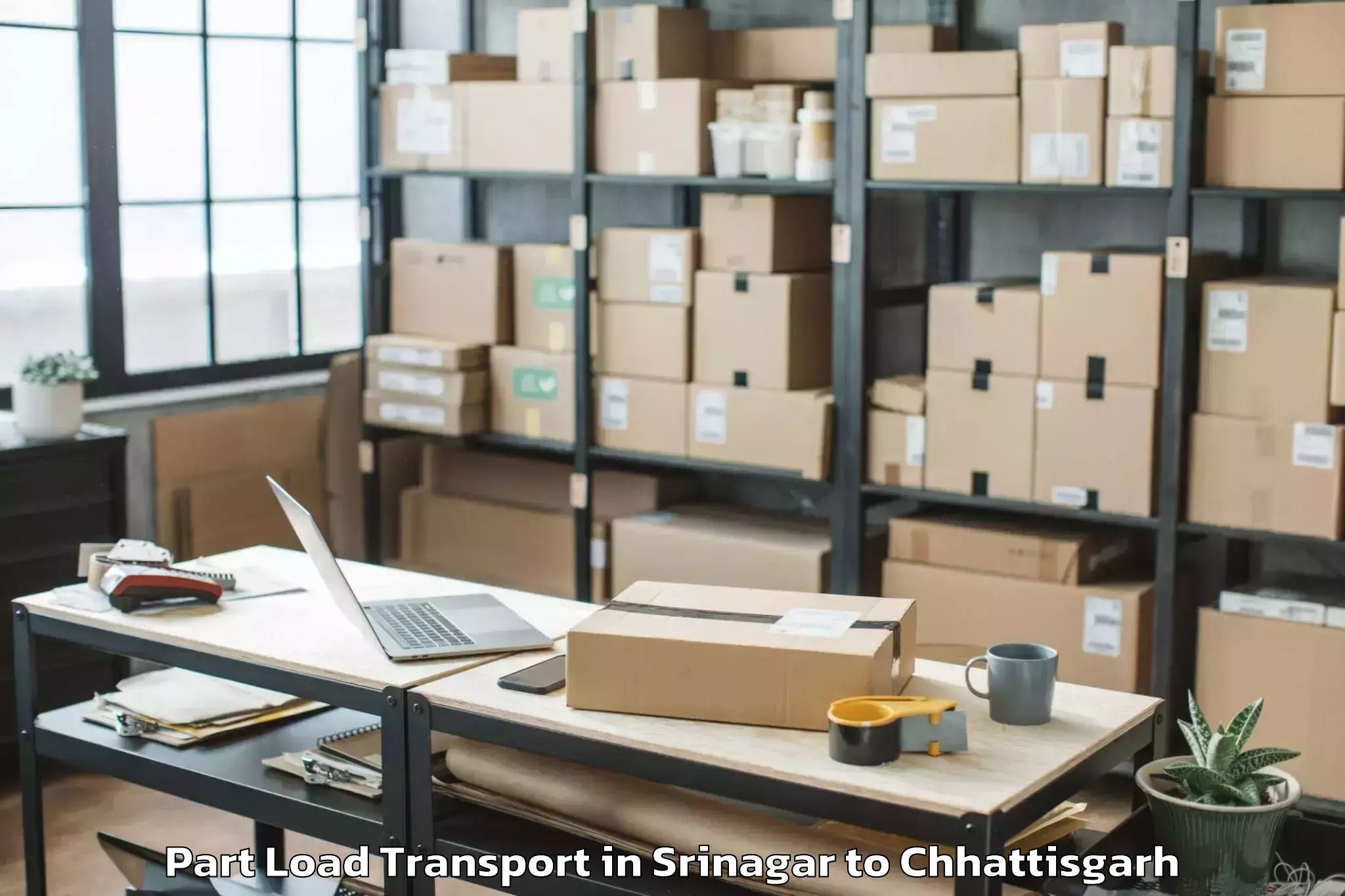 Book Srinagar to Itm University Raipur Raipur Part Load Transport Online